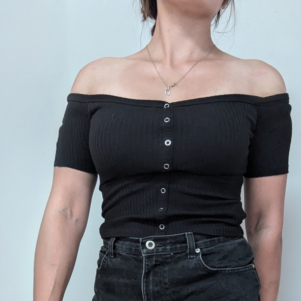 Off the Shoulder Ribbed Top